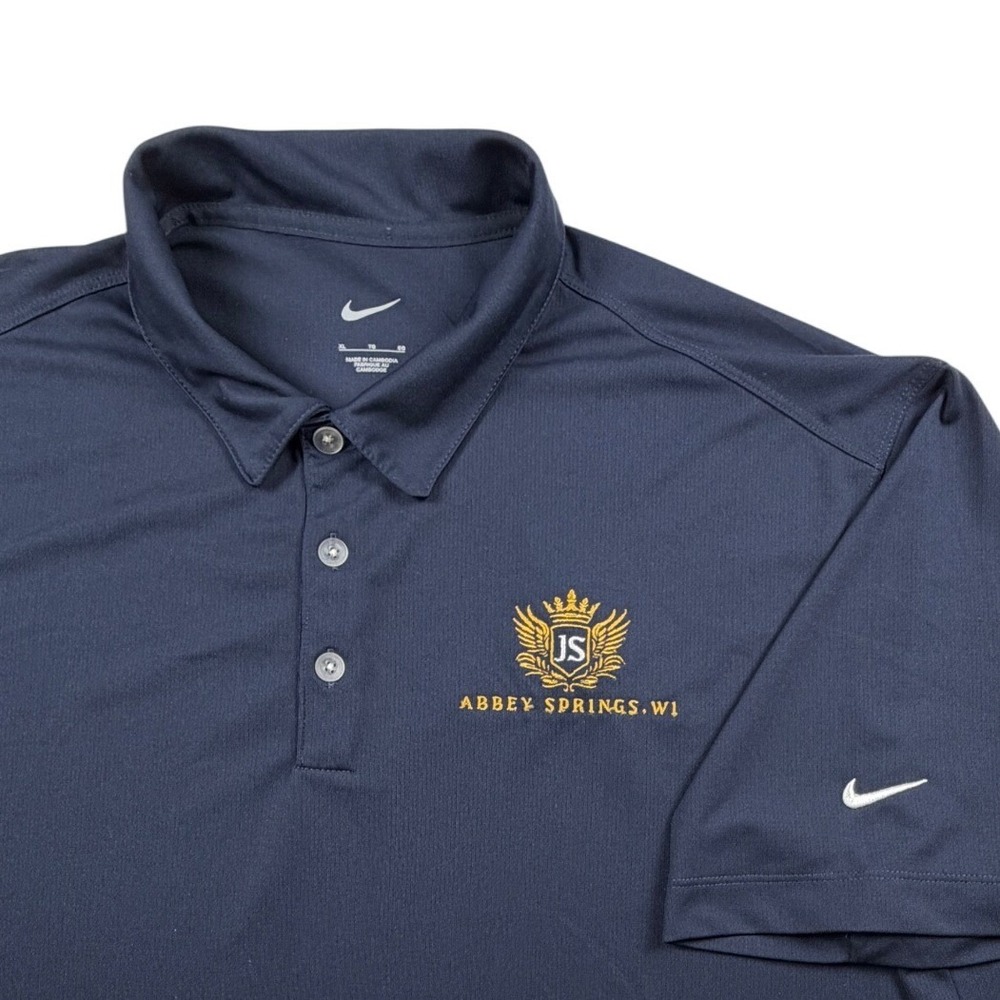 Nike Golf Mens XL Navy Blue Abbey Springs‎ WI Embroidered Performance Polo Shirt